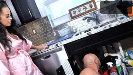 Busty amateur craving very clean hard pounding in the kitchen