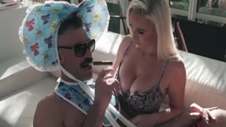 Busty blonde haired cumshot