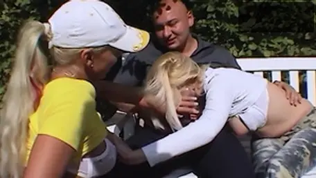 German swinger group sex in park