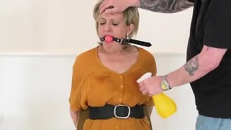 LadySonia - Busty mature in clamps rough bondage