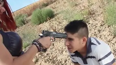 Kinky young redhead fetish jizzed in public