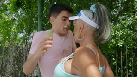 MILFsLikeItBig: Sally D'Angelo in thong tittyfuck outdoors