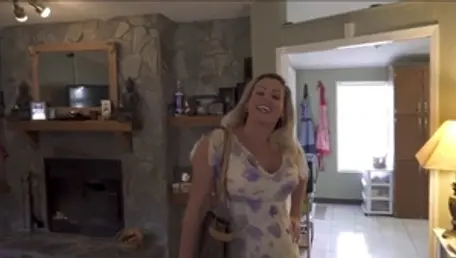 Shaved blonde babe pussy fuck at the camping