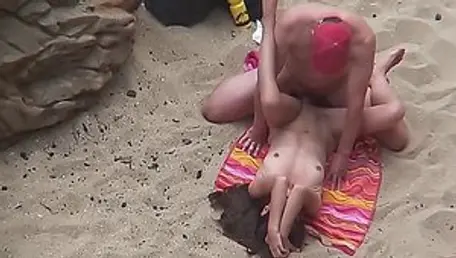 Stepmom orgasm at the beach solo