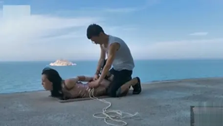 Chinese Girl Public Bondage Seaside