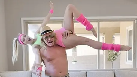 Blonde babe exposing small tits