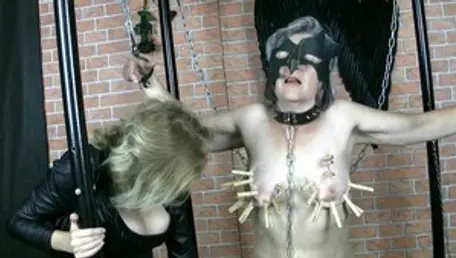 Tied up alongside kinky granny