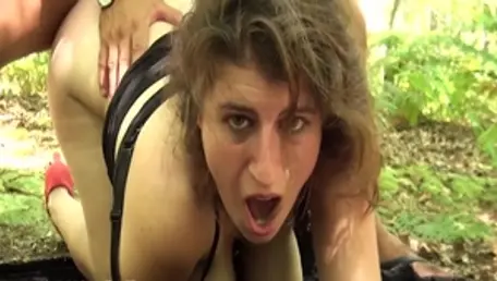 Desperate & chubby amateur rough handjob outdoors