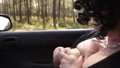 French granny goes wild on cock in public