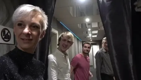 Orgy in the club alongside babe