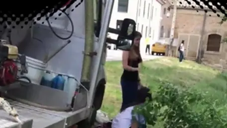 French lesbian having sex on the street HD