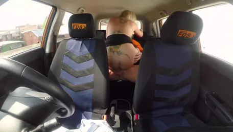 Squirting in car with busty english driver
