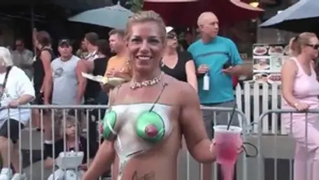 Hawt brunette rides a hard dick in public