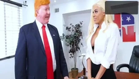 Blonde cuckold in office