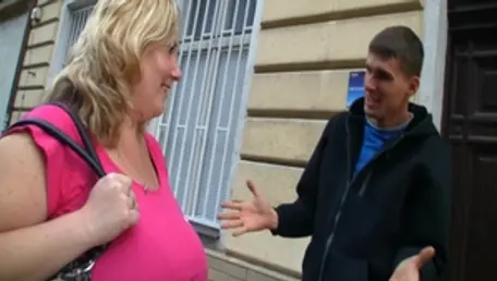 Chubby BBW riding a dick in the street